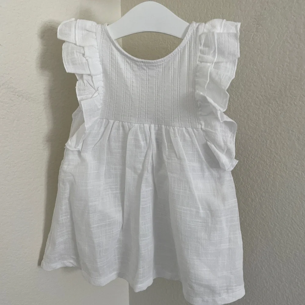 Zara White Ruffled Sleeve Baby Dress